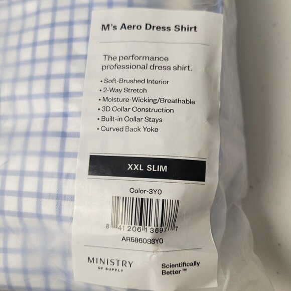 Ministry of Supply Men 2XL Slim Aero Dress Shirt Long Sleeve Stretch Button Down - Picture 6 of 6